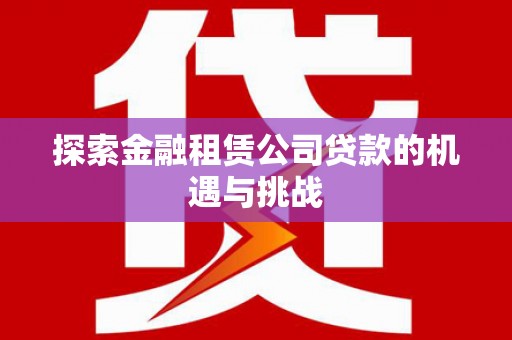 阳高探索金融租赁公司贷款的机遇与挑战