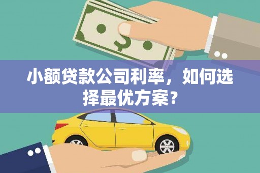 阳高小额贷款公司利率，如何选择最优方案？