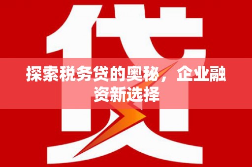 阳高探索税务贷的奥秘，企业融资新选择