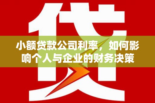 阳高小额贷款公司利率，如何影响个人与企业的财务决策